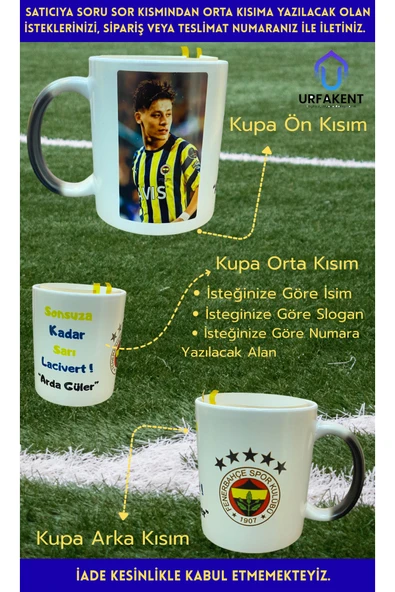 Kişiye Özel İsimli Fenerbahçe Taraftar Özel İsimli Yazılı Sihirli Kupa Bardak-Sihirli Kupa Bardak