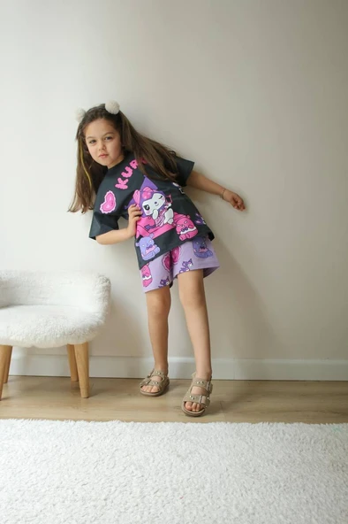 Çocuk Kuromi Takım – Siyah & Lila - 2