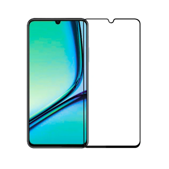 Realme Note 50 Uyumlu 5D Glass Temperli Cam Ekran Koruyucu (Siyah) ürün görseli 1