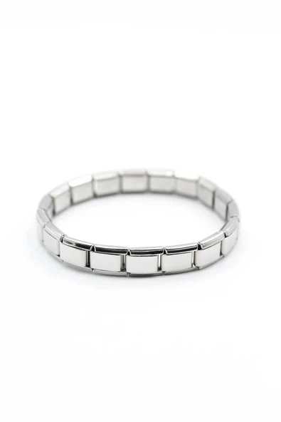 Lastikli Çelik Bileklik - Gümüş ürün görseli 1