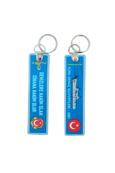 Denizlere Hakim olan Dünyaya Hakim Olur Deniz Kuvvetleri Çift Taraflı Anahtarlık 3D, (12cm x 3cm)