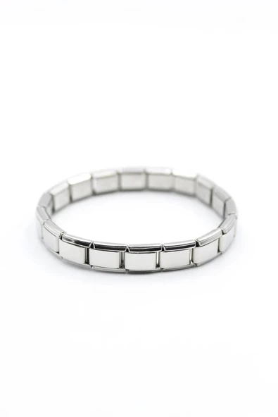Lastikli Çelik Bileklik - Gümüş - Resim 2