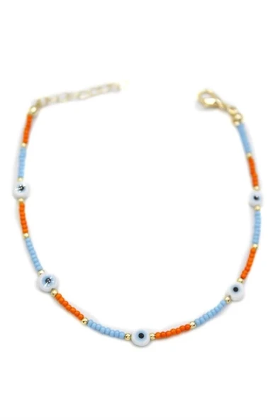 Nazar Boncuklu  Halhal - Beyaz - Resim 2