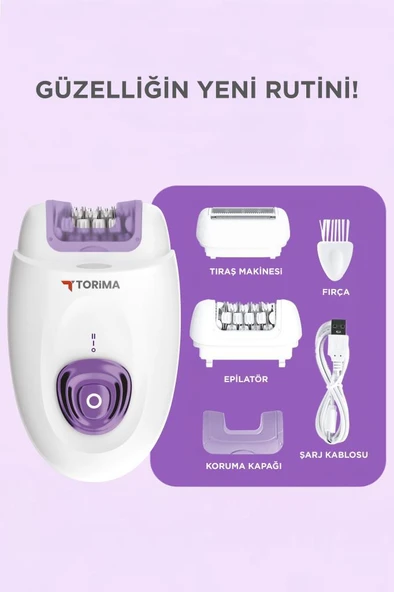 Torima TEP-01 Beyaz 2in1 Şarjlı Tüm Vücut Epilatör - Resim 2