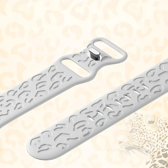 Apple Watch Uyumlu 38 40 41mm Leopar Desenli Yumuşak Silikon Kordon Seri 2 3 4 5 6 Se 7 8 9 10 42mm  Şeffaf - 4