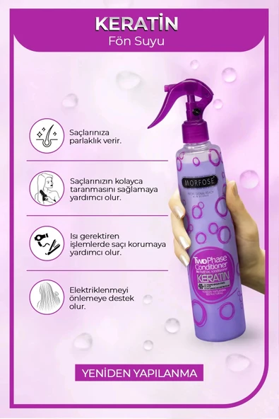 Keratin Çift Fazlı Kondisyoner Fön Suyu 400 ML - mrfs - 3