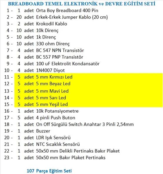 Breadboard Temel Elektronik Eğitim Seti - Resim 2