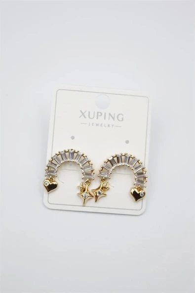 Gökkuşağı Taşlı Küpe - Altın