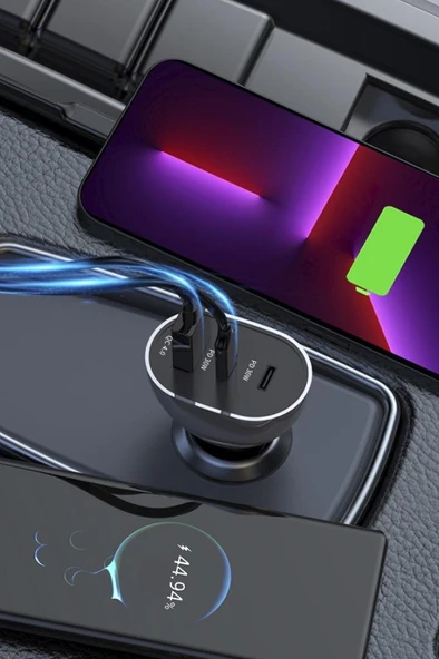 TORIMA C11 Siyah 68W Çok Portlu Hızlı Şarj Destekli Araç Şarj Aleti USB ve Type-C Girişli - Resim 3