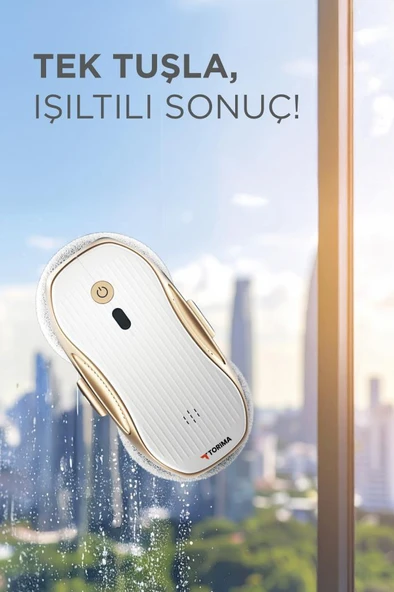 Torima S10 Su Püskürtmeli Uzaktan Kumandalı 3000Pa Cam Pencere Temizleme Robotu Gold-Beyaz - Resim 2