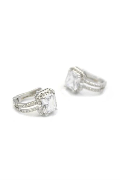 Taşlı Küpe - Beyaz - Resim 2