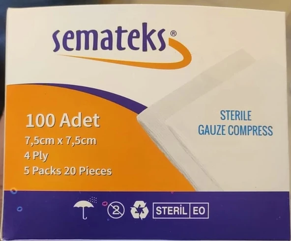 Semateks Gaz Kompres 5 li Zarfda 100 lü Steril - 1