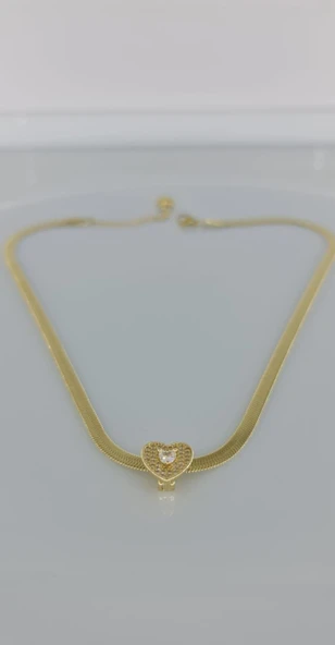 Kalp Çharm İtalyan Çelik kolye A095-1 - Resim 2