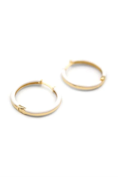 Mineli Halka Küpe - Beyaz ürün görseli