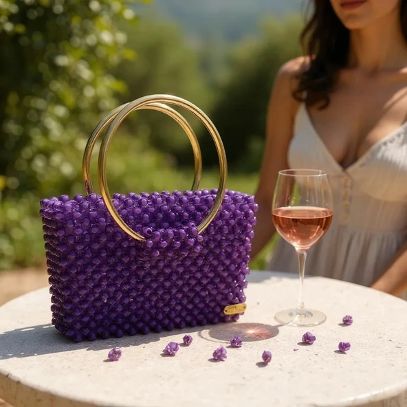 Plentiful İnci Boncuk Çanta, Abiye , Gece , Düğün, Gelin,Nişan Çantası - Resim 7