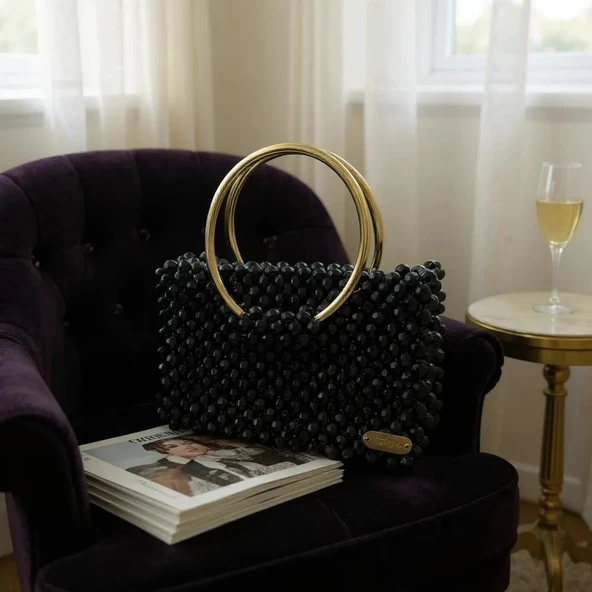 Plentiful İnci Boncuk Çanta, Abiye , Gece , Düğün, Gelin,Nişan Çantası - Resim 3