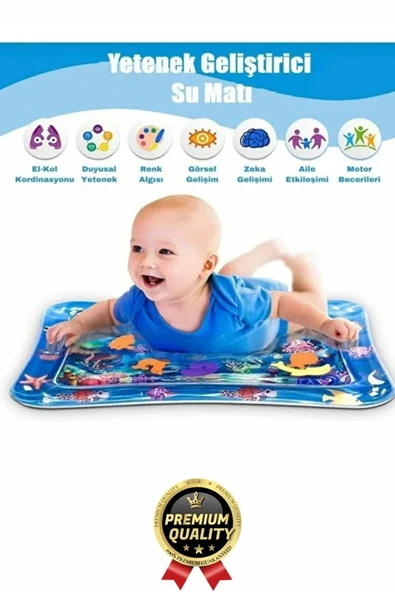 Premium Bebek Oyuncağı Eğlenceli Karın Üstü Aktivite Egzersiz BPA İçermez Emekleme Su Oyun Matı - 2