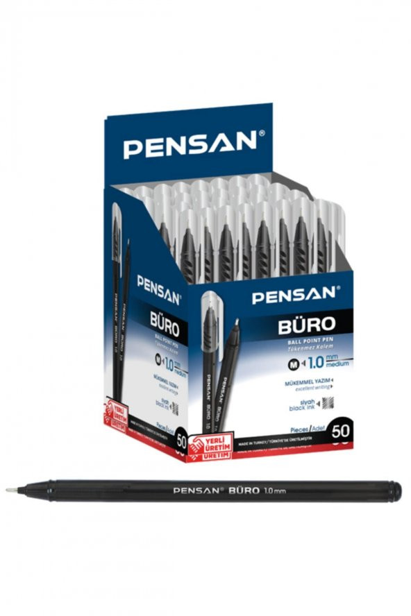 Tükenmez Kalem 50 Adet Siyah Renk 1.0mm Büro Tipi Ballpoint Pensan Büro Tükenmez Kalem 50 Adet Siyah Renk 1.0mm 2270