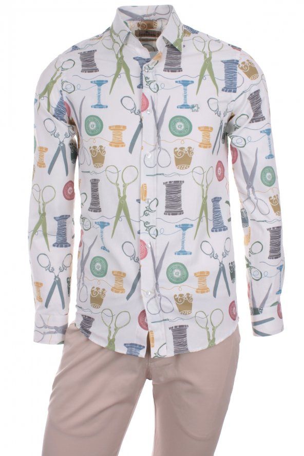 Terzi Berber Makas İğne İplik Sarı DPD106 Spor Erkek Gömlek