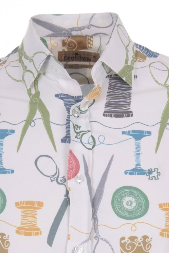 Terzi Berber Makas İğne İplik Sarı DPD106 Spor Erkek Gömlek - 2