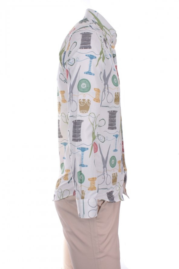 Terzi Berber Makas İğne İplik Sarı DPD106 Spor Erkek Gömlek - 3