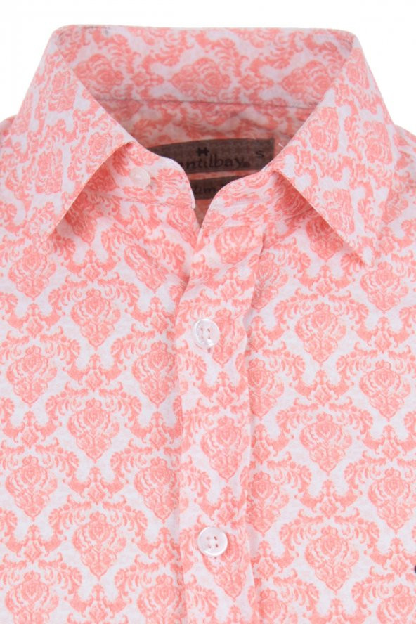 Geometrik Motif Baskılı Yavruağzı DPD069 Spor Erkek Gömlek - 2