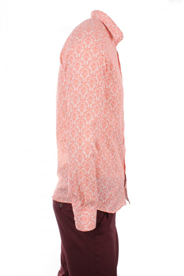 Geometrik Motif Baskılı Yavruağzı DPD069 Spor Erkek Gömlek - 3