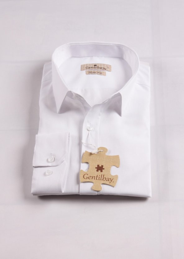 Düz Takımelbise Formal Beyaz DCB001 Pamuklu Klasik Erkek Gömlek