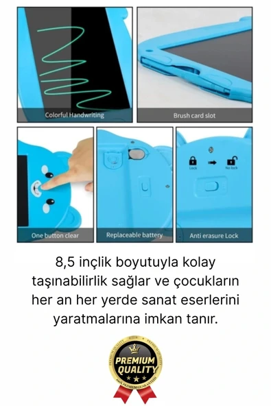Kolay Kullanım Dayanıklı Lcd Ekran Kalemli Dijital Akıllı Ayıcıklı Yazı Boyama Çizim Tableti 8,5 Inç - 5