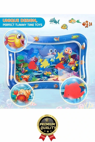 Premium Bebek Oyuncağı Eğlenceli Karın Üstü Aktivite Egzersiz BPA İçermez Emekleme Su Oyun Matı - 4