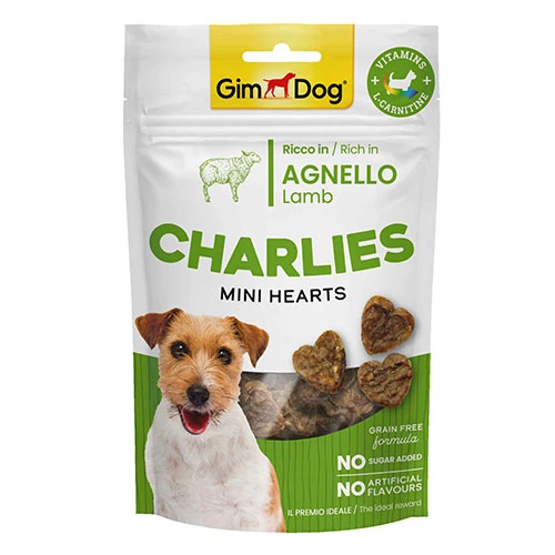 GimDog Charlies Mini Hearts Kuzu Etli Tahılsız ve Şekersiz Köpek Ödülü 70 Gr ürün görseli