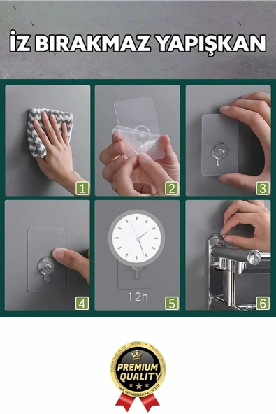 Süper Sağlam İz bırakmaz Çerçeve Tablo Banyo Mutfak Ultra Güçlü Yapışkanlı Çivisiz Askı 3 Adet - 4