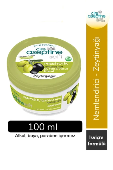 Cire Aseptine Soft Zeytinyağlı Nemlendirici Pürüzsüzleştirici Prebiyotikli Krem 100 ml