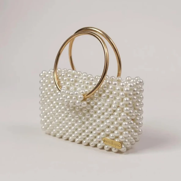 Plentiful İnci Boncuk Çanta, Abiye , Gece , Düğün, Gelin,Nişan Çantası - Resim 11