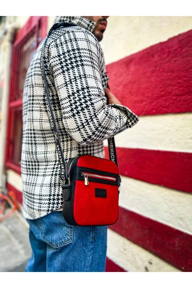 CH102 - Stealht Kare Erkek Çanta SIYAH - KIRMIZI - 2