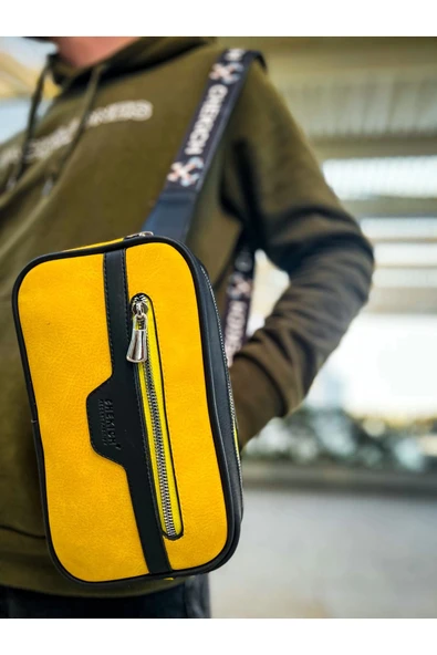 CH101 - Poani Tablet Erkek Çanta SIYAH - SARI - 2