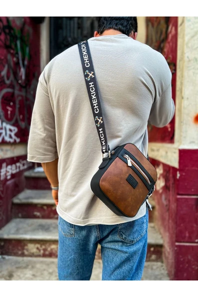 CH102 - Stealht Kare Erkek Çanta SIYAH/TABA - 4