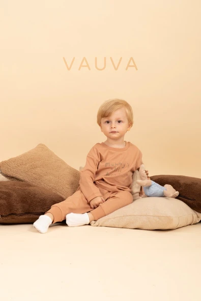 Çocuk Sweatshirt & Eşofman Takımı – Kiremit “Mummy’s Little Bear”