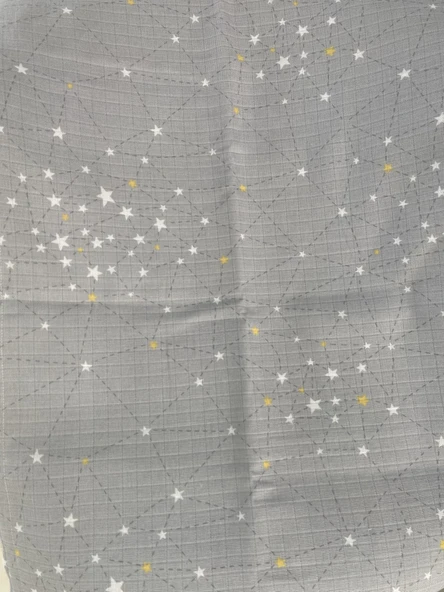 80 x 90 Unisex Bebek Battaniyesi – Gri & Sarı Yıldız Desenli Müslin - 4