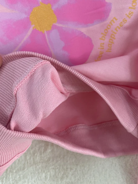 Kız Çocuk Sweatshirt & Pantolon Takımı – Çiçek Baskılı, Pembe - 2