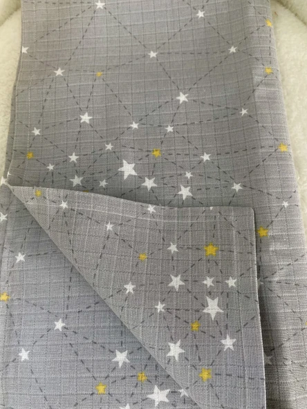 80 x 90 Unisex Bebek Battaniyesi – Gri & Sarı Yıldız Desenli Müslin - 2