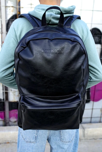 CNT006 - Cilt Deri Erkek Sırt Çantası SIYAH - 2