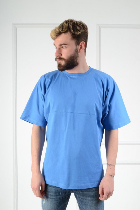 Oversize Baskısız Sıfır Yaka TBB002 Gentilbay Basic Mavi Tişört