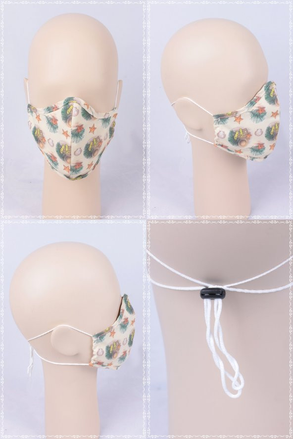 Yıkanabilir Çocuk Kumsal Desen Bez Kumaş Ayarlanabilir Maske - 5