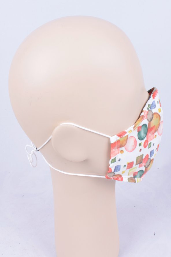 Yıkanabilir Çocuk Suluboya Desen Bez Kumaş Ayarlanabilir Maske - 3