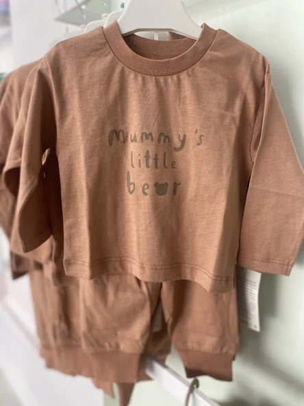 Çocuk Sweatshirt & Eşofman Takımı – Kiremit “Mummy’s Little Bear” - 4