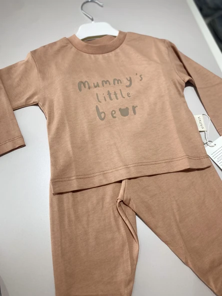 Çocuk Sweatshirt & Eşofman Takımı – Kiremit “Mummy’s Little Bear” - 2