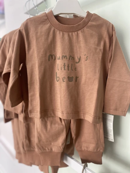 Çocuk Sweatshirt & Eşofman Takımı – Kiremit “Mummy’s Little Bear” - 5