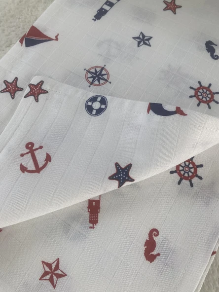 80 x 90 Unisex Bebek Battaniyesi – Deniz Temalı Müslin