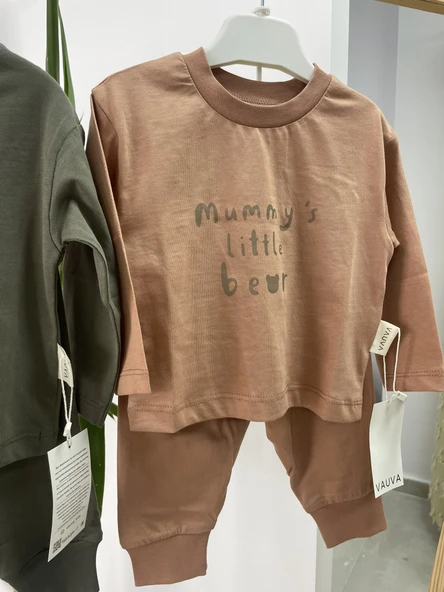 Çocuk Sweatshirt & Eşofman Takımı – Kiremit “Mummy’s Little Bear” - 3